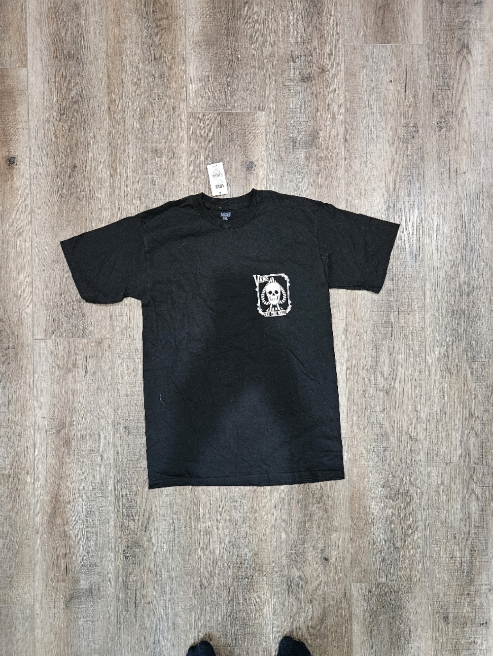 NWT Vans Black Short Sleeve Tee with White Skull Graphic On Back